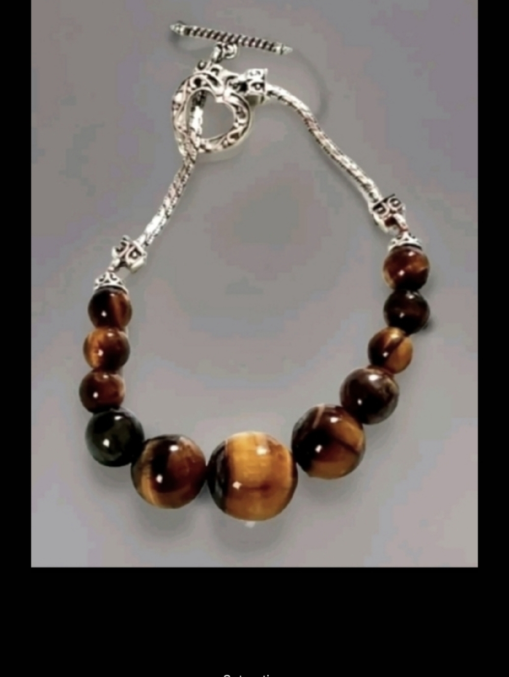 South African Graduated Bead Toggle Bracelet Platinum Plated sz 7.25 to 8